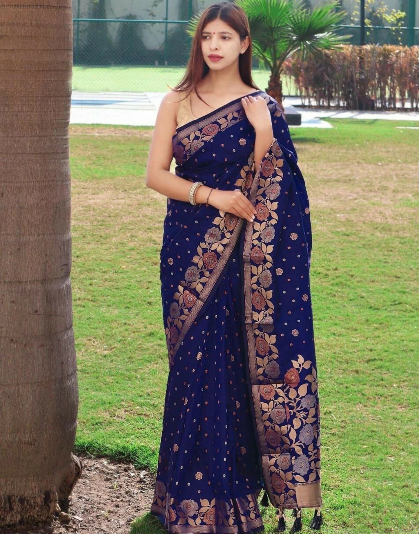 Blue Silk Woven Saree | Sudathi