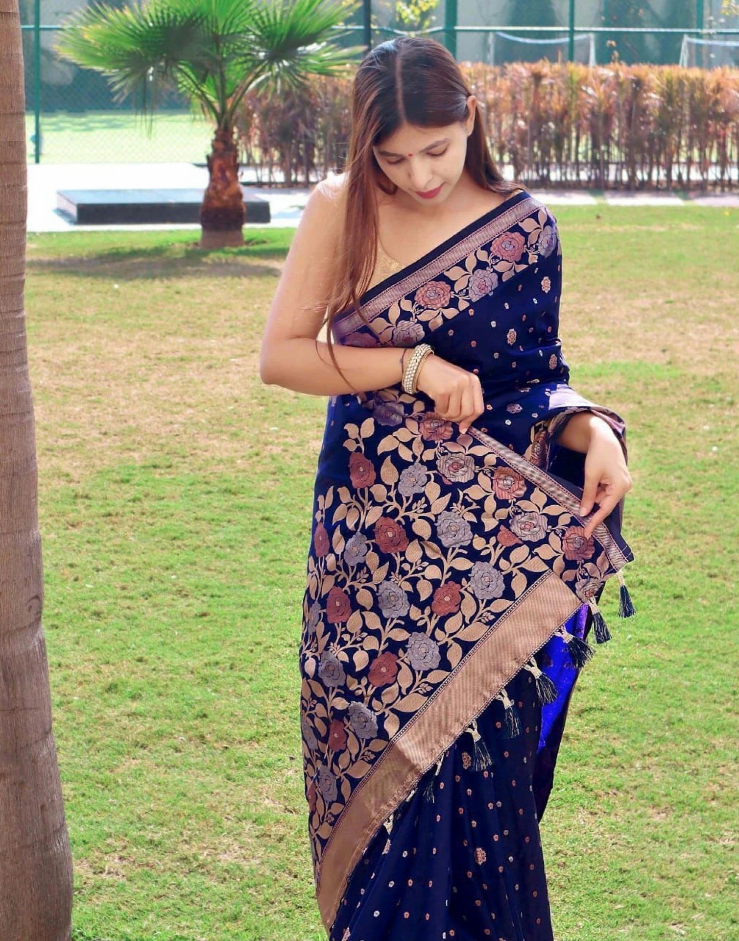 Blue Silk Woven Saree | Sudathi