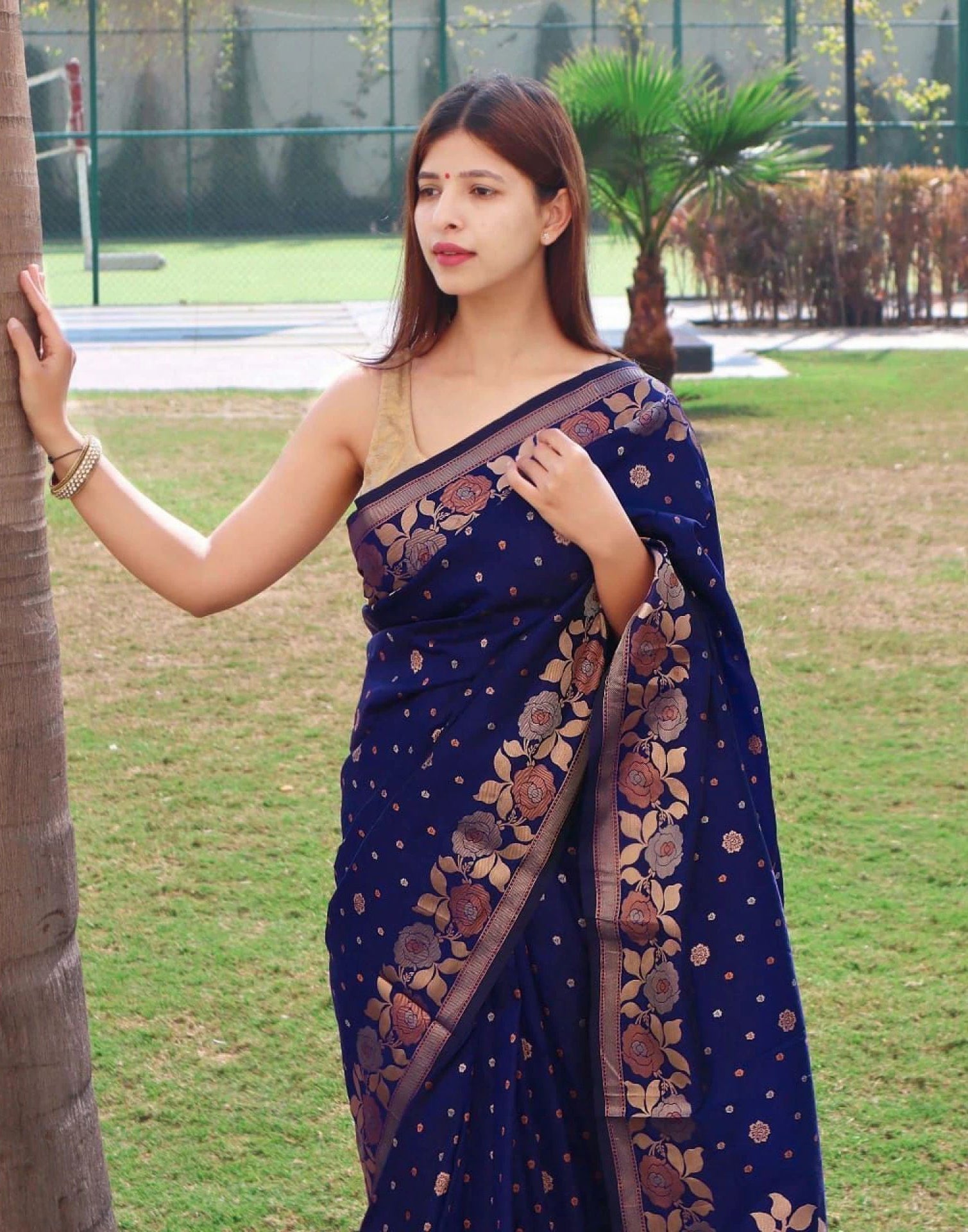 Blue Silk Woven Saree | Sudathi