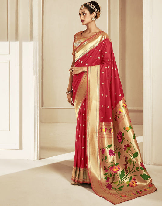 Red Paithani Silk Saree | Leemboodi