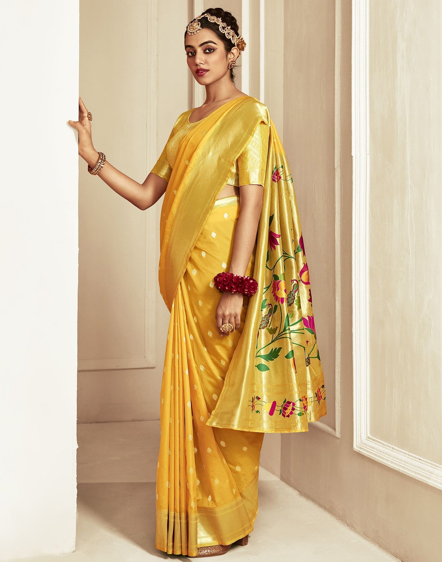 Yellow Paithani Silk Saree | Leemboodi