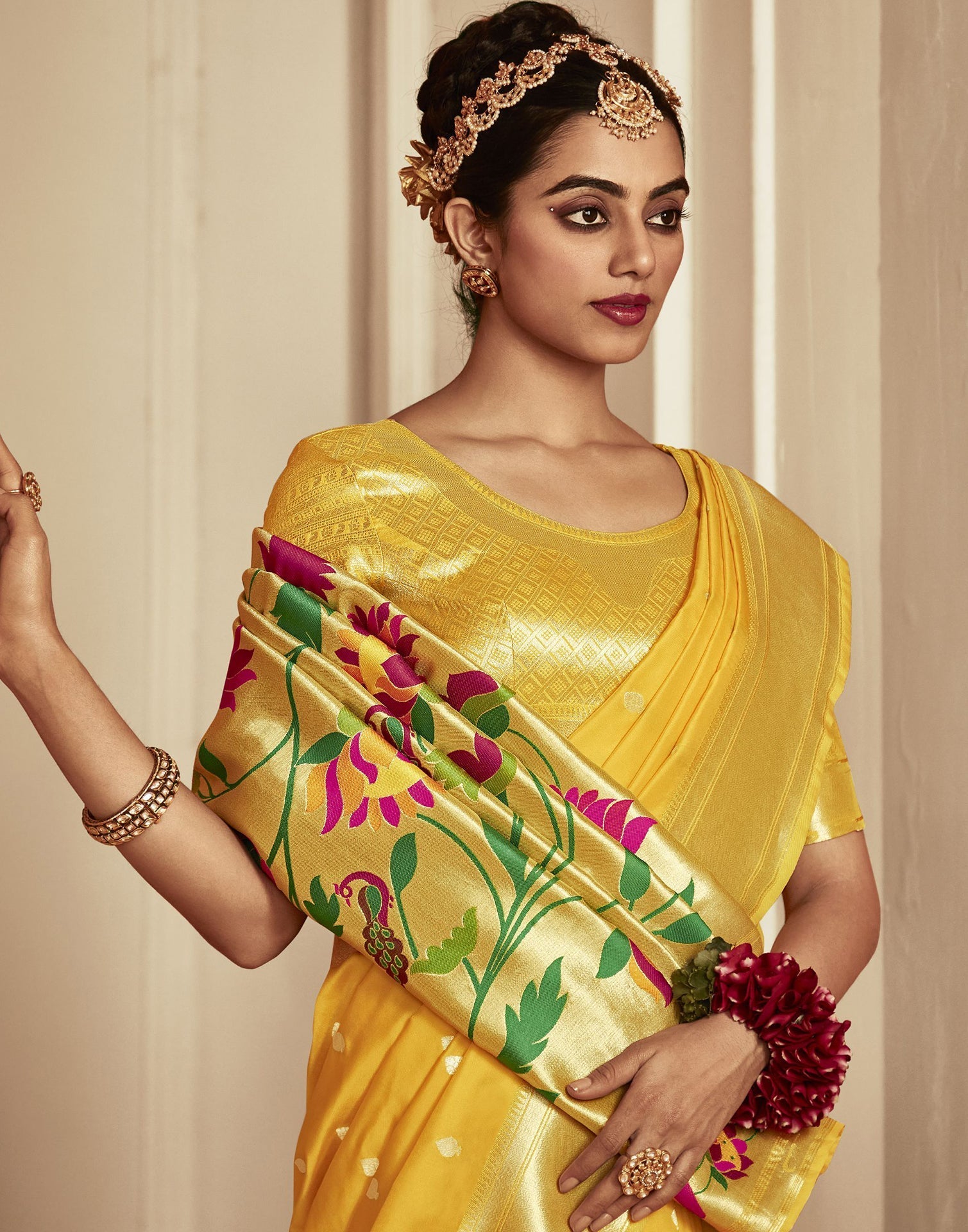 Yellow Paithani Silk Saree | Leemboodi