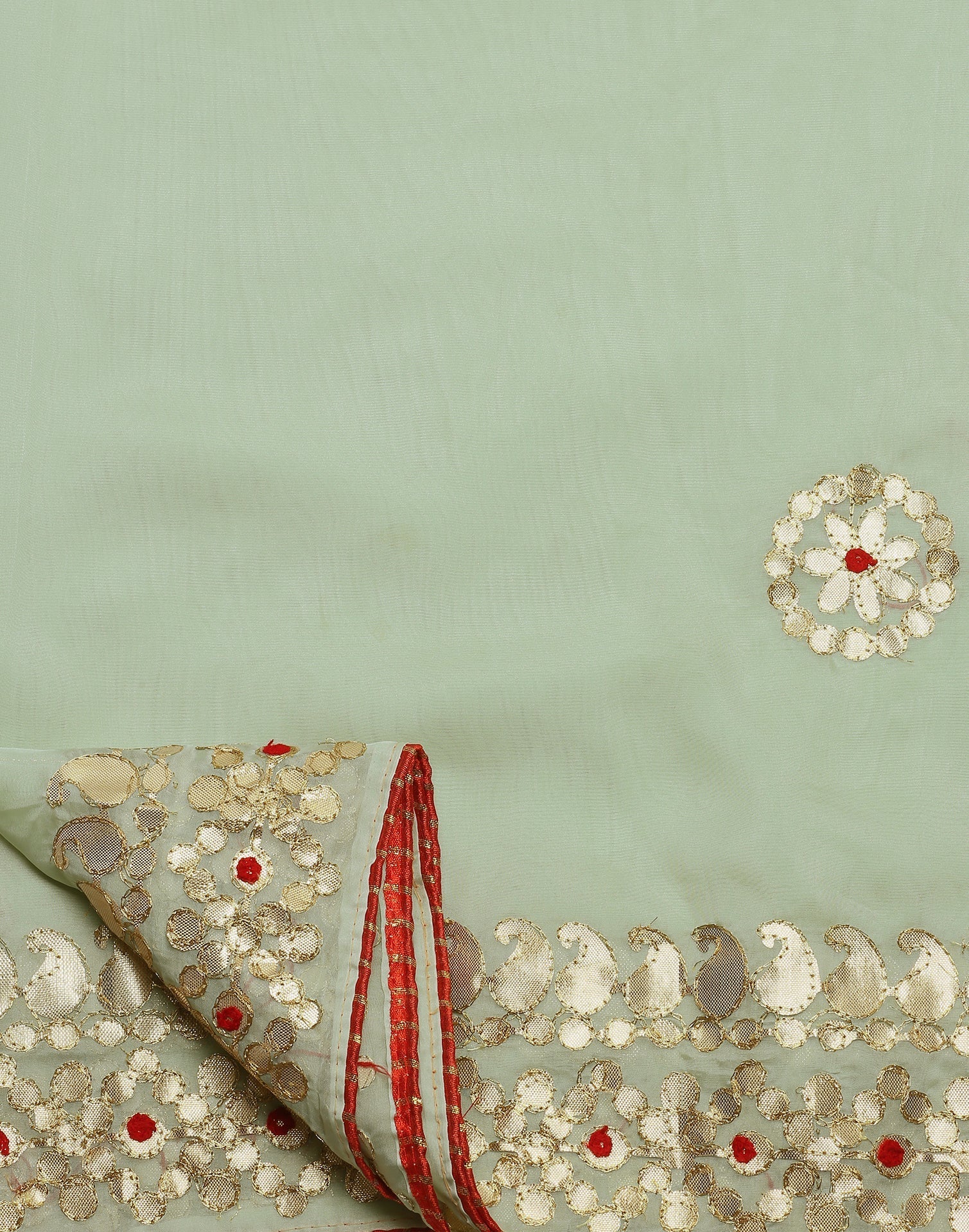 Light Green Silk Embroidery Saree | Leemboodi