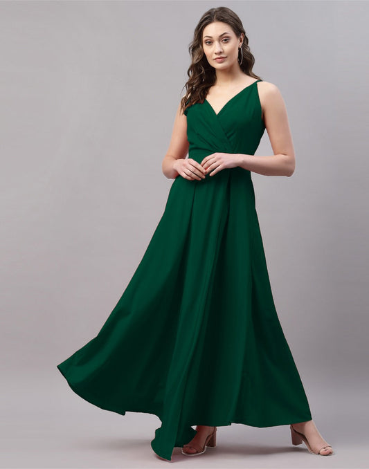 Bottle Green Slit Dress | Sudathi