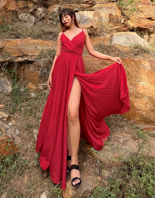 Red Slit Dress | Sudathi