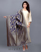 Navy Blue Coloured Poly Silk Jacqaurd Dupatta | Sudathi