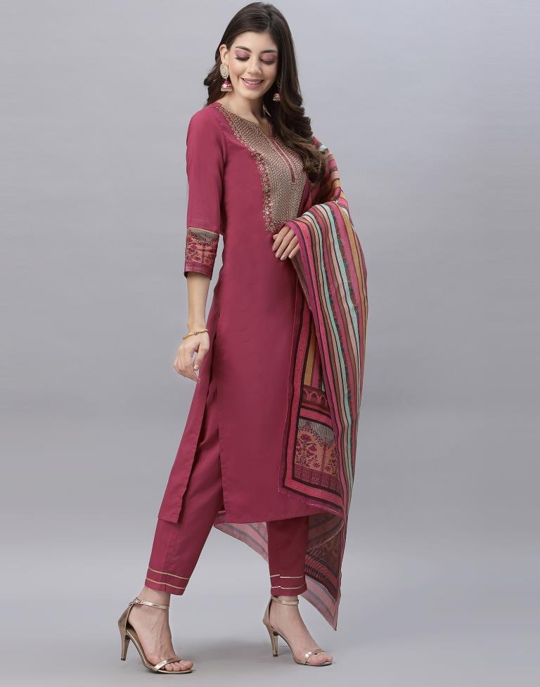 Rose Pink Kurti With Pant And Dupatta | Sudathi