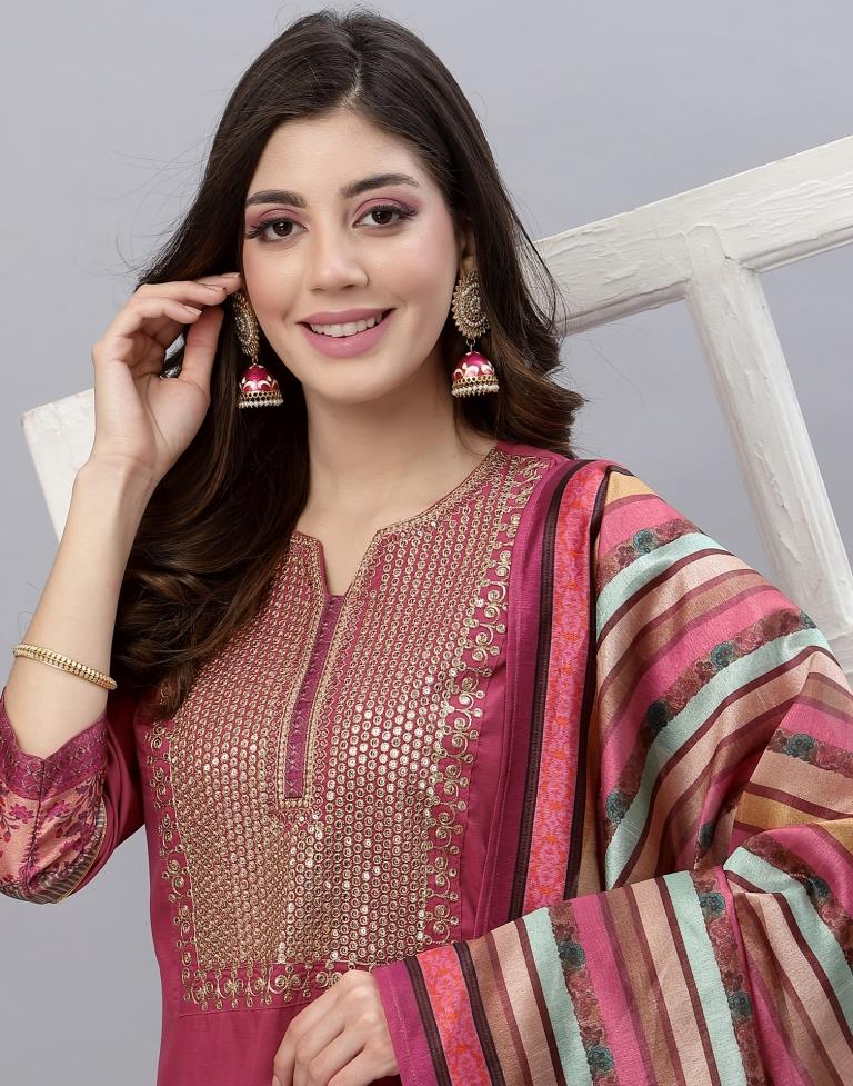 Rose Pink Kurti With Pant And Dupatta | Sudathi