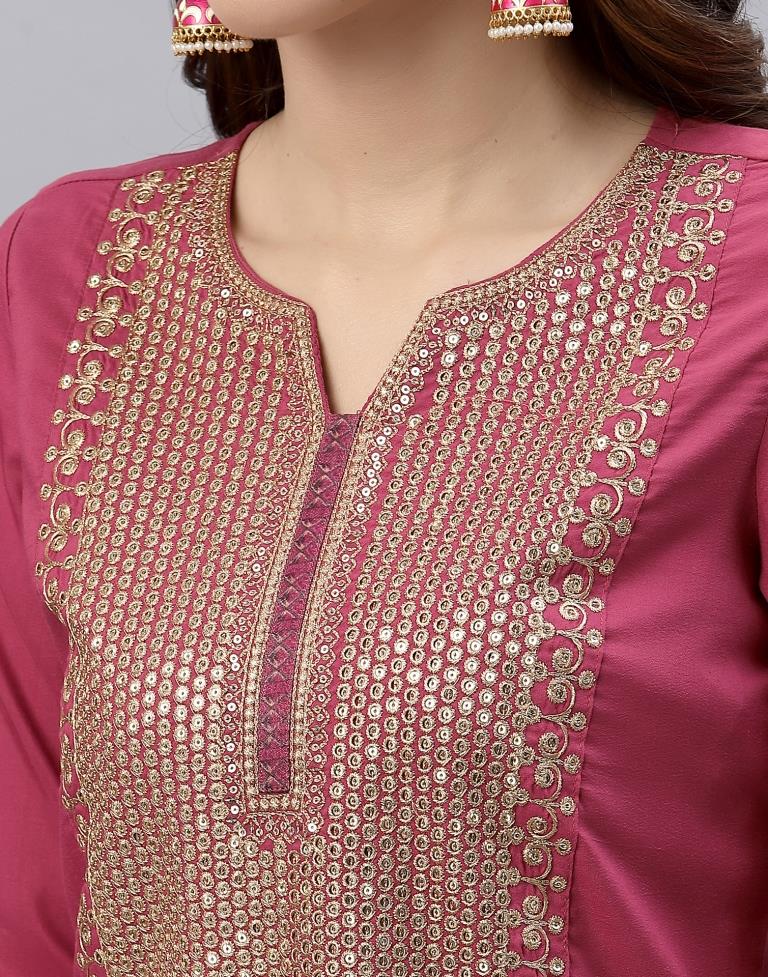 Rose Pink Kurti With Pant And Dupatta | Sudathi