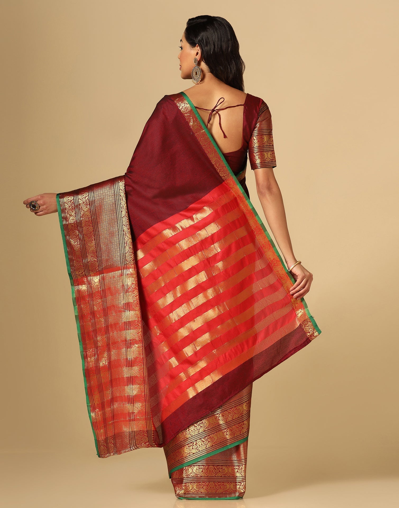 Maroon Silk Woven Saree | Sudathi