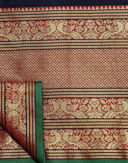 Navy Blue Silk Woven Saree | Sudathi