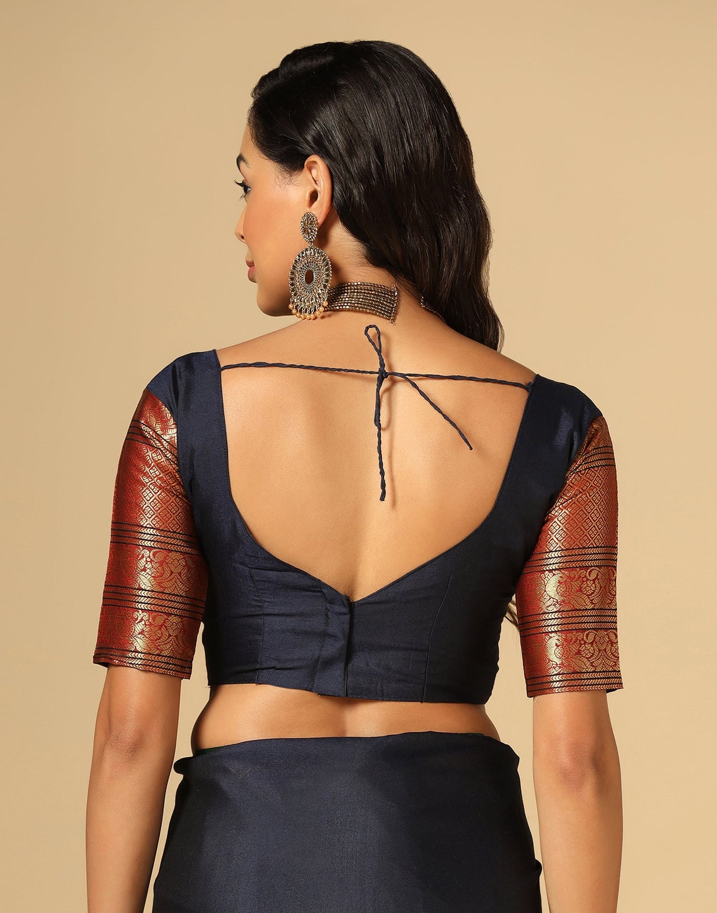 Navy Blue Silk Woven Saree | Sudathi