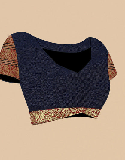 Navy Blue Silk Woven Saree | Sudathi