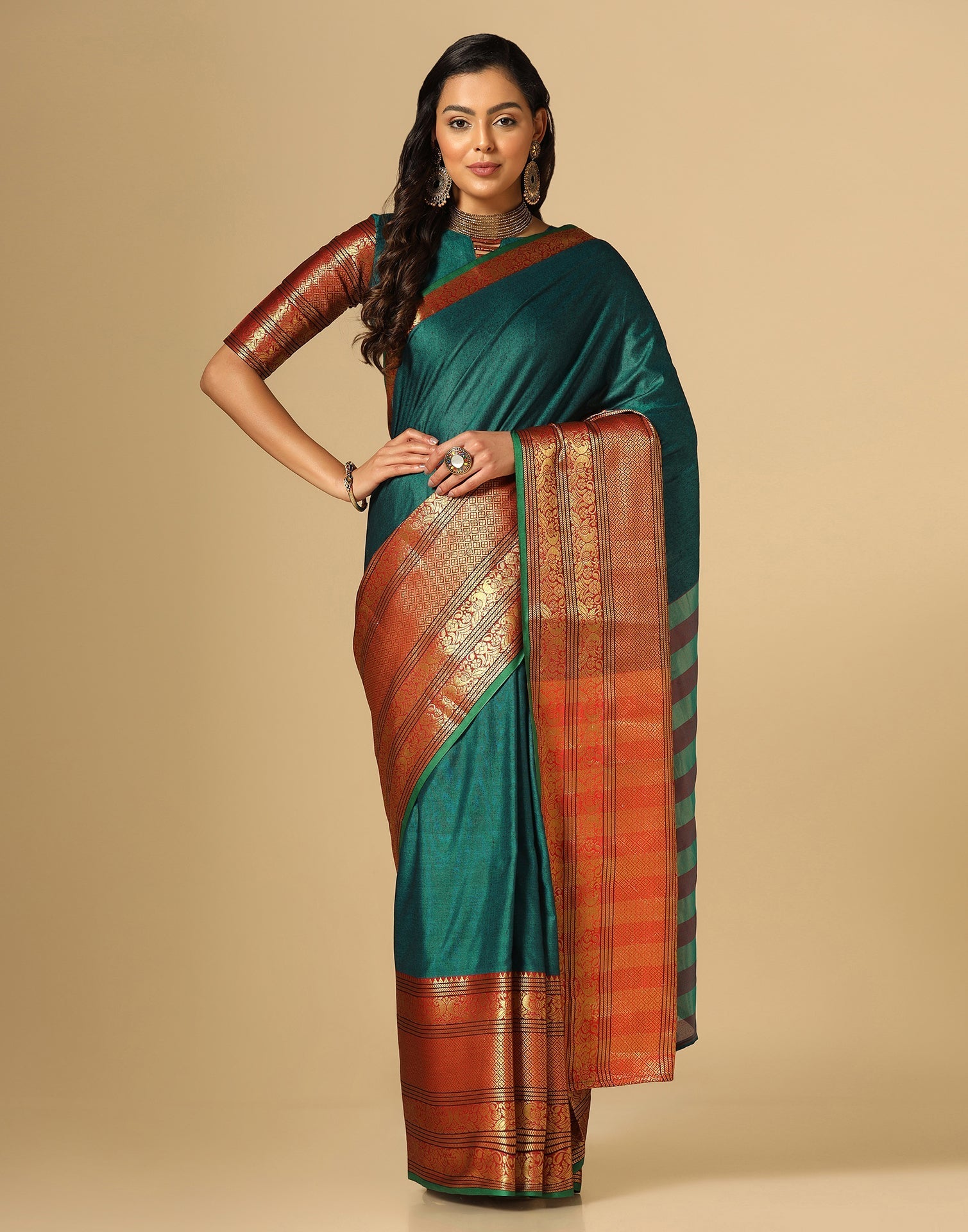 Green Silk Woven Saree | Sudathi