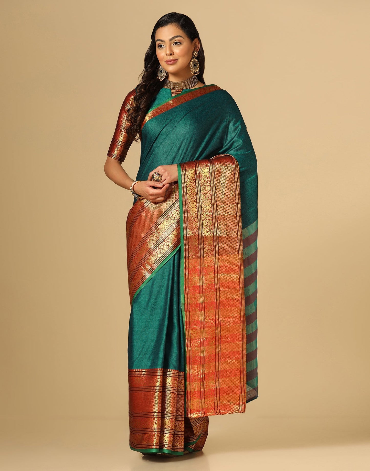 Green Silk Woven Saree | Sudathi
