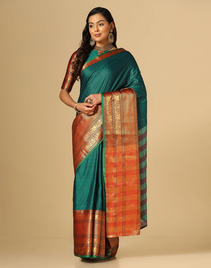 Green Silk Woven Saree | Sudathi