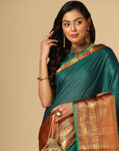 Green Silk Woven Saree | Sudathi