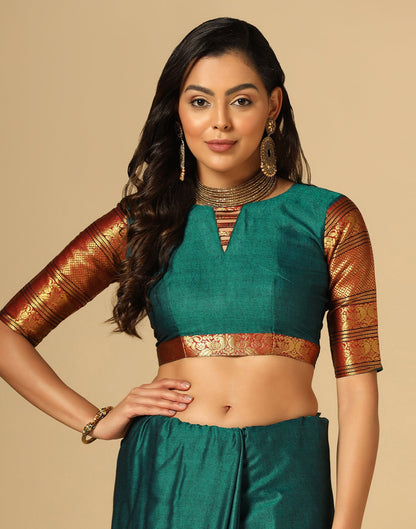 Green Silk Woven Saree | Sudathi