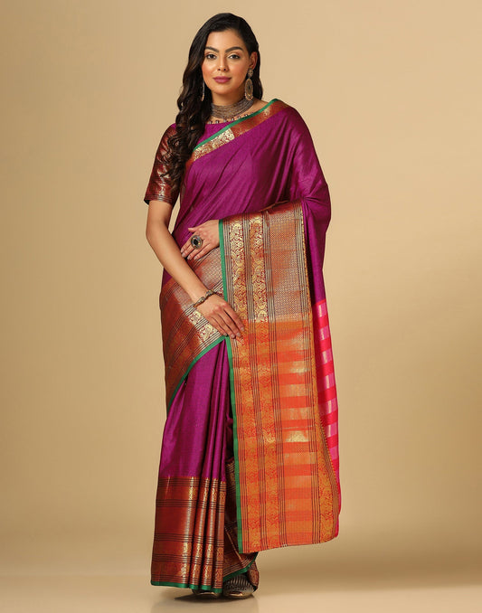 Rani Pink Silk Woven Saree | Sudathi