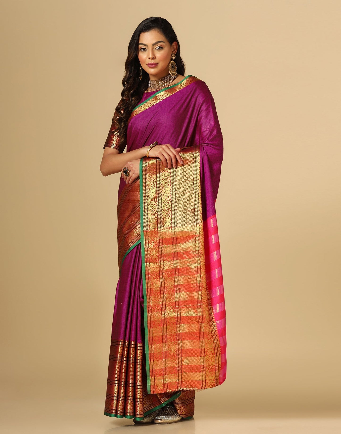 Rani Pink Silk Woven Saree | Sudathi