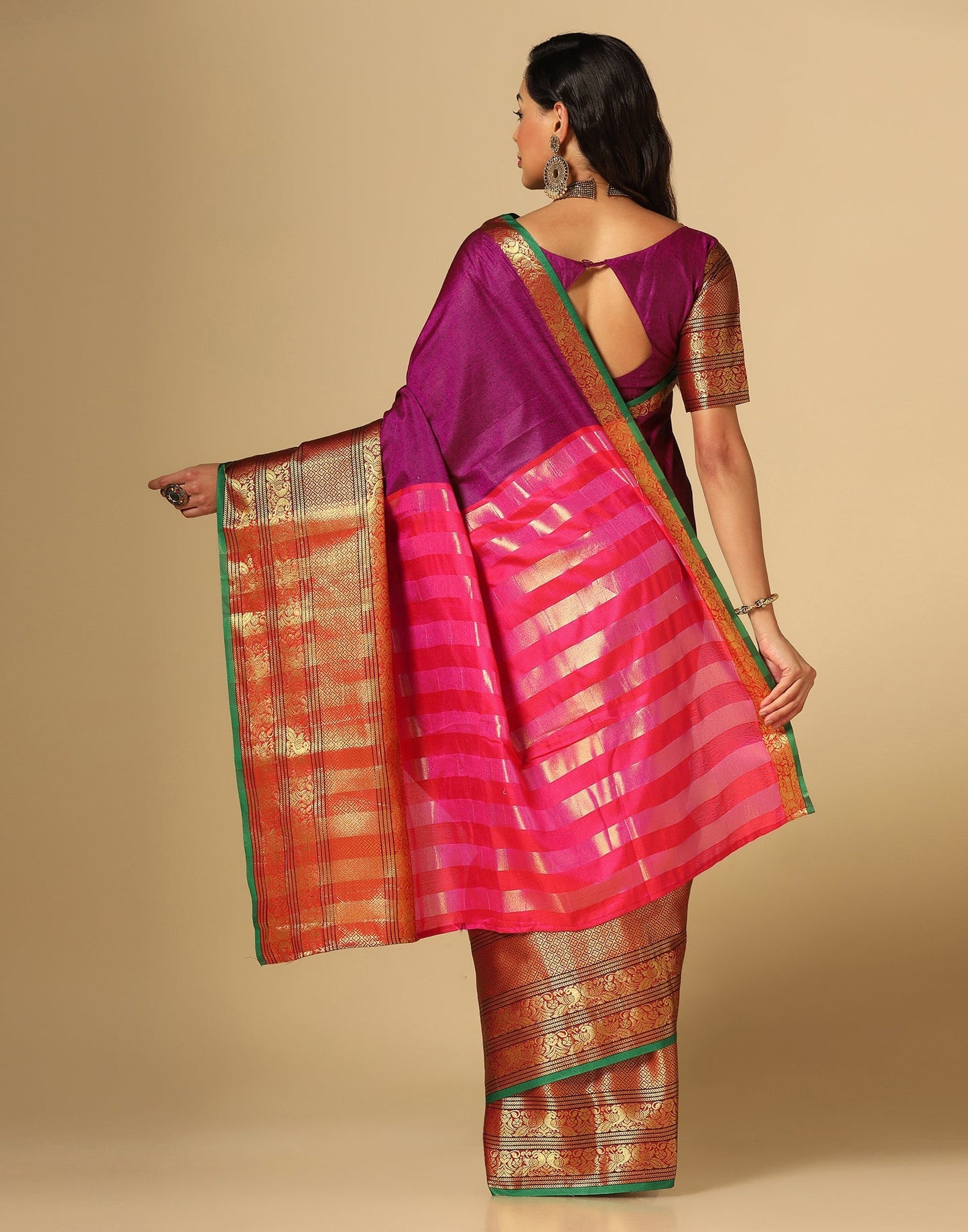 Rani Pink Silk Woven Saree | Sudathi