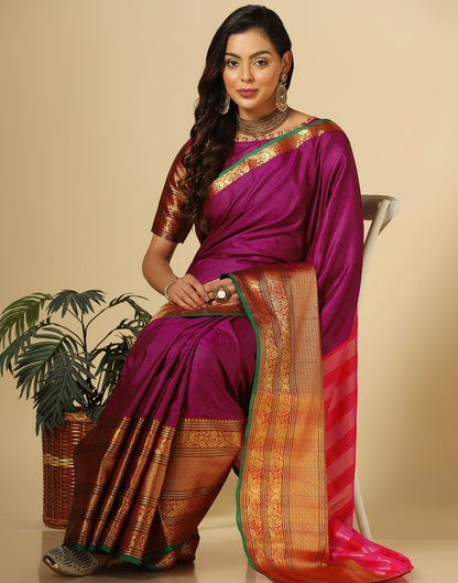 Rani Pink Silk Woven Saree | Sudathi
