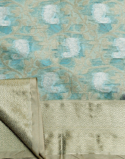 Light Blue Silk Jacquard Saree | Leemboodi