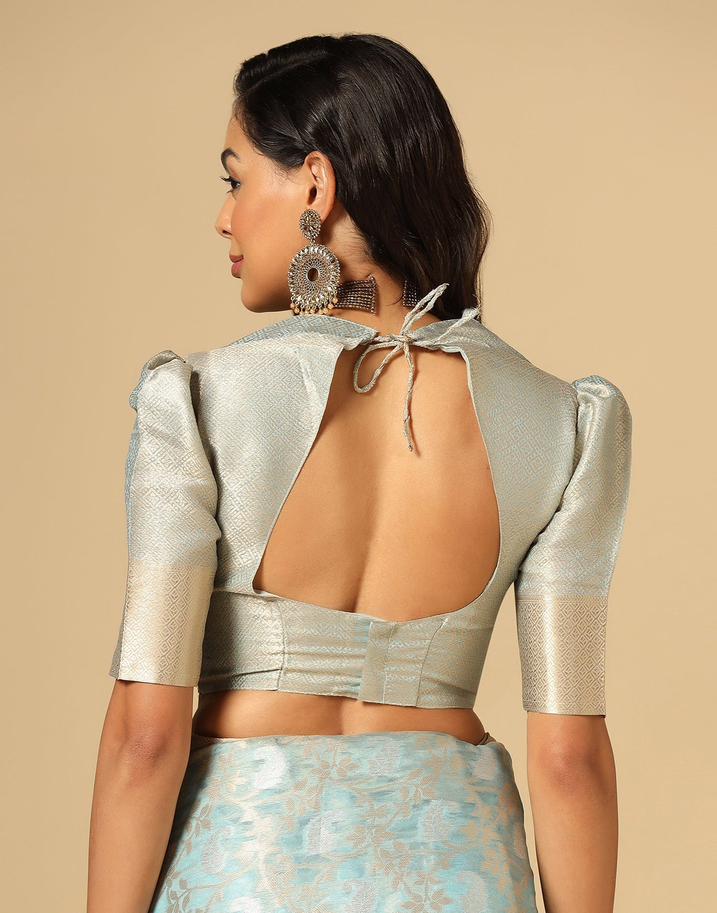 Light Blue Silk Jacquard Saree | Leemboodi