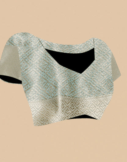 Light Blue Silk Jacquard Saree | Leemboodi