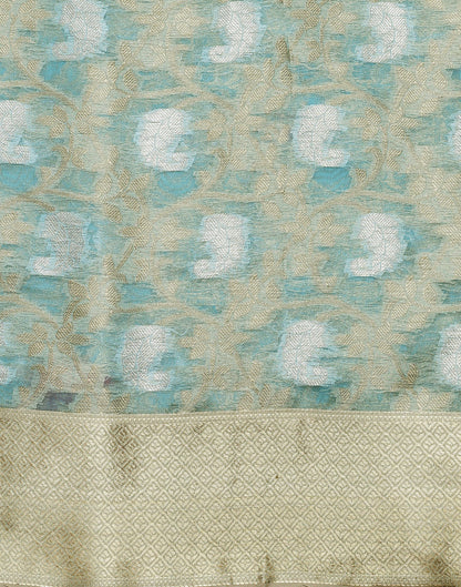 Light Blue Silk Jacquard Saree | Leemboodi