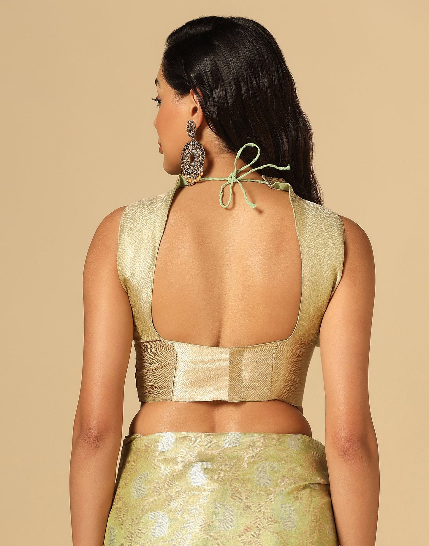 Light Green & Gold Silk Jacquard Saree | Leemboodi