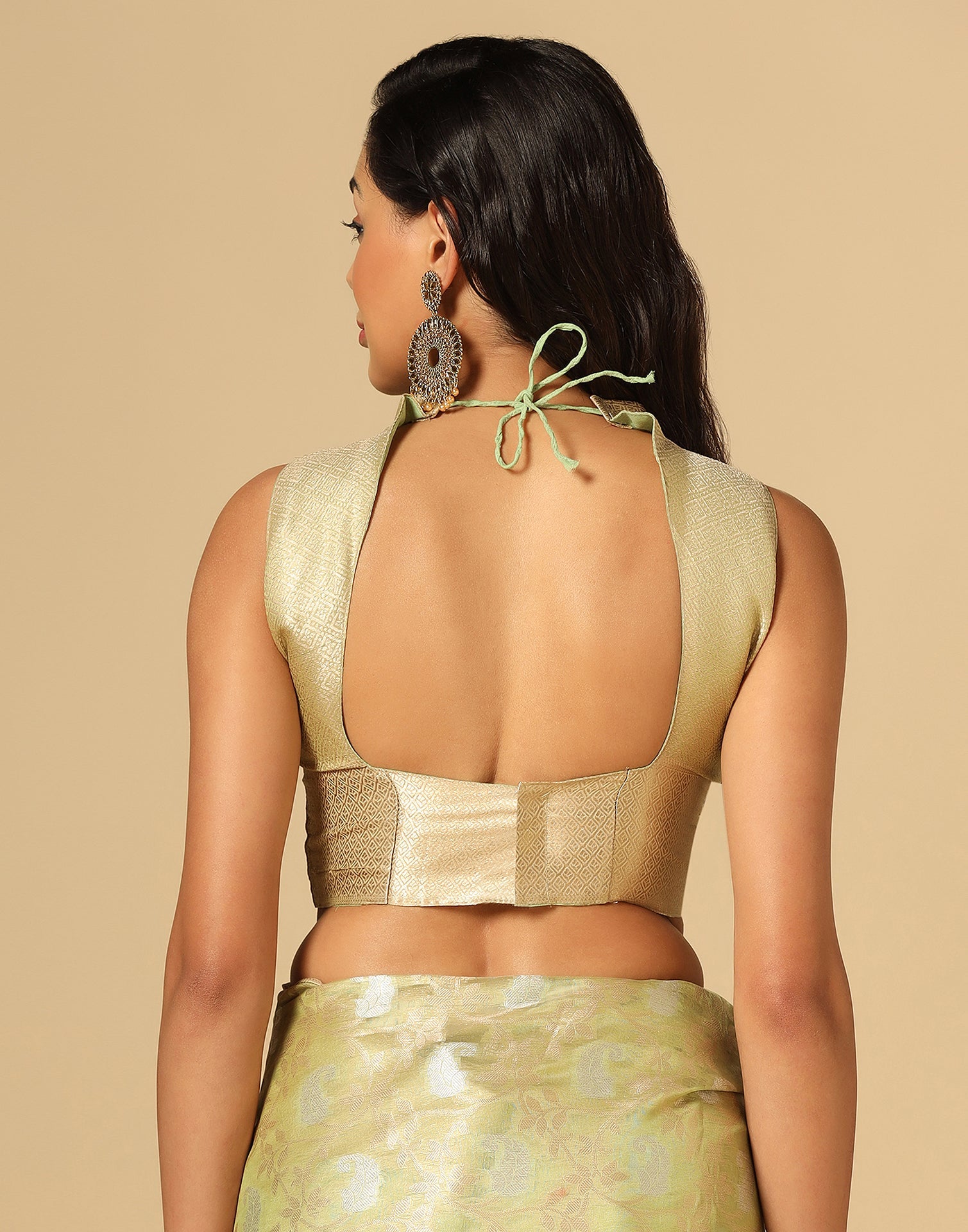 Light Green & Gold Silk Jacquard Saree | Leemboodi