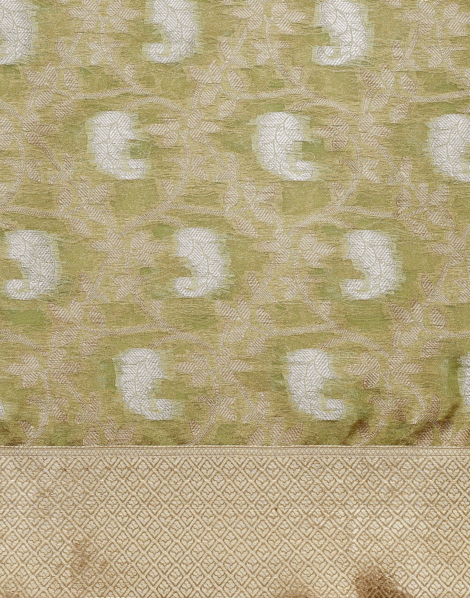 Light Green & Gold Silk Jacquard Saree | Leemboodi