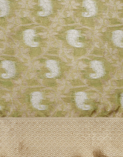 Light Green & Gold Silk Jacquard Saree | Leemboodi