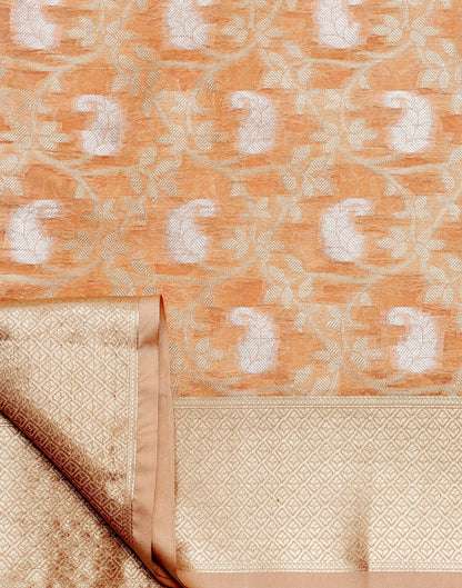 Peach & Gold Silk Jacquard Saree | Leemboodi