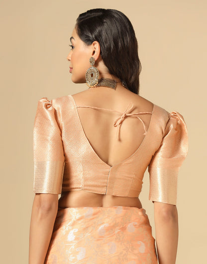 Peach & Gold Silk Jacquard Saree | Leemboodi