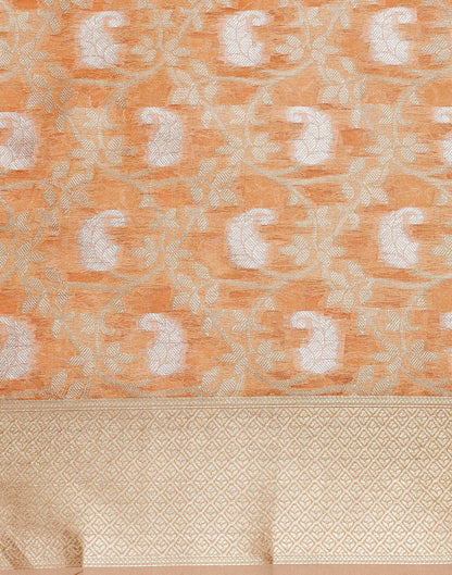 Peach & Gold Silk Jacquard Saree | Leemboodi