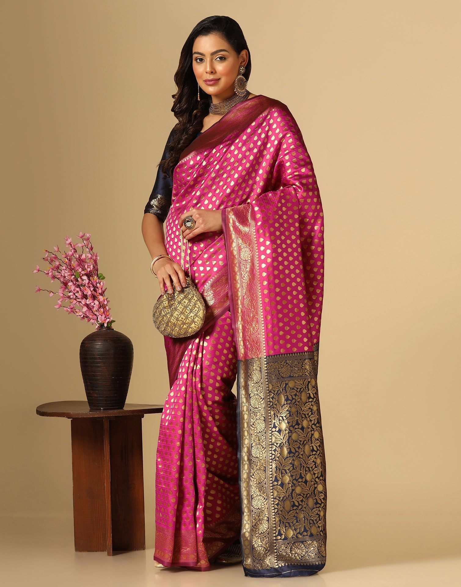 Pink Banarasi Silk Saree | Sudathi