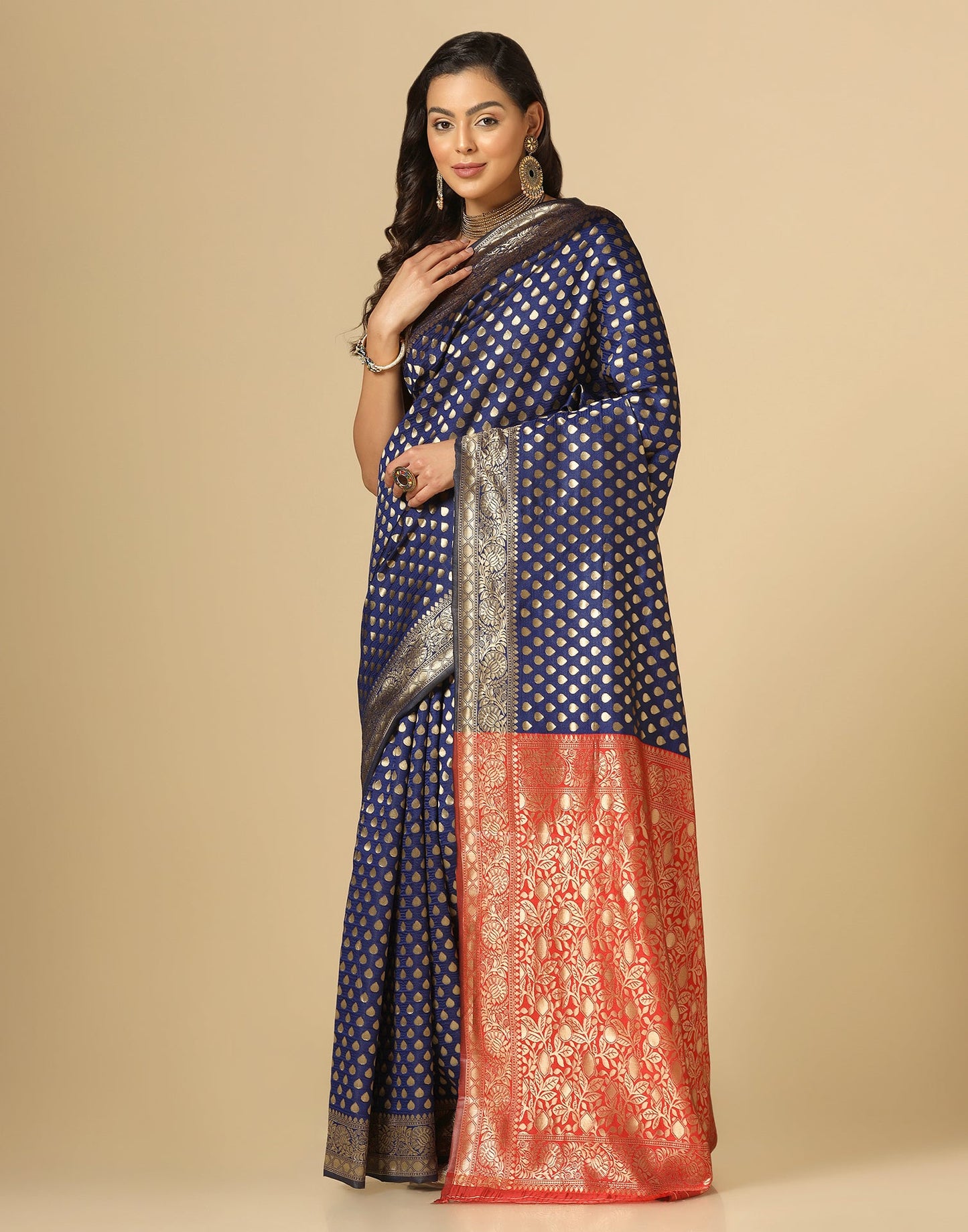 Dark Blue Silk Weaving Saree
