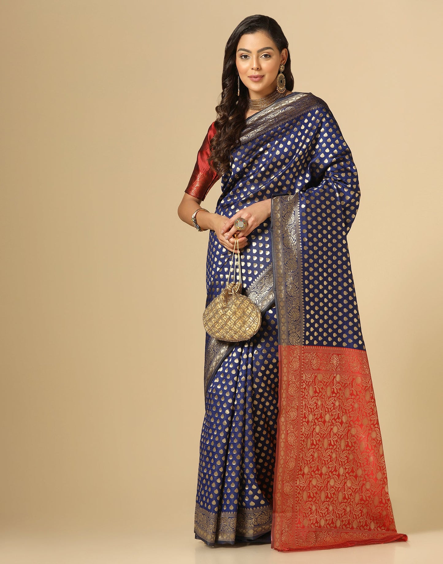 Dark Blue Silk Weaving Saree