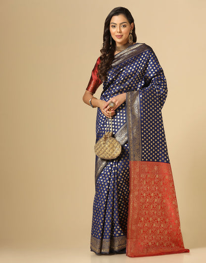Dark Blue Silk Weaving Saree