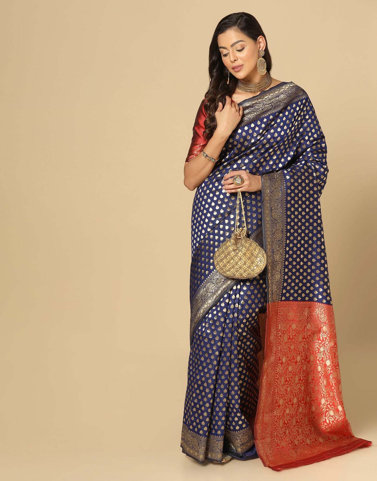 Dark Blue Silk Weaving Saree