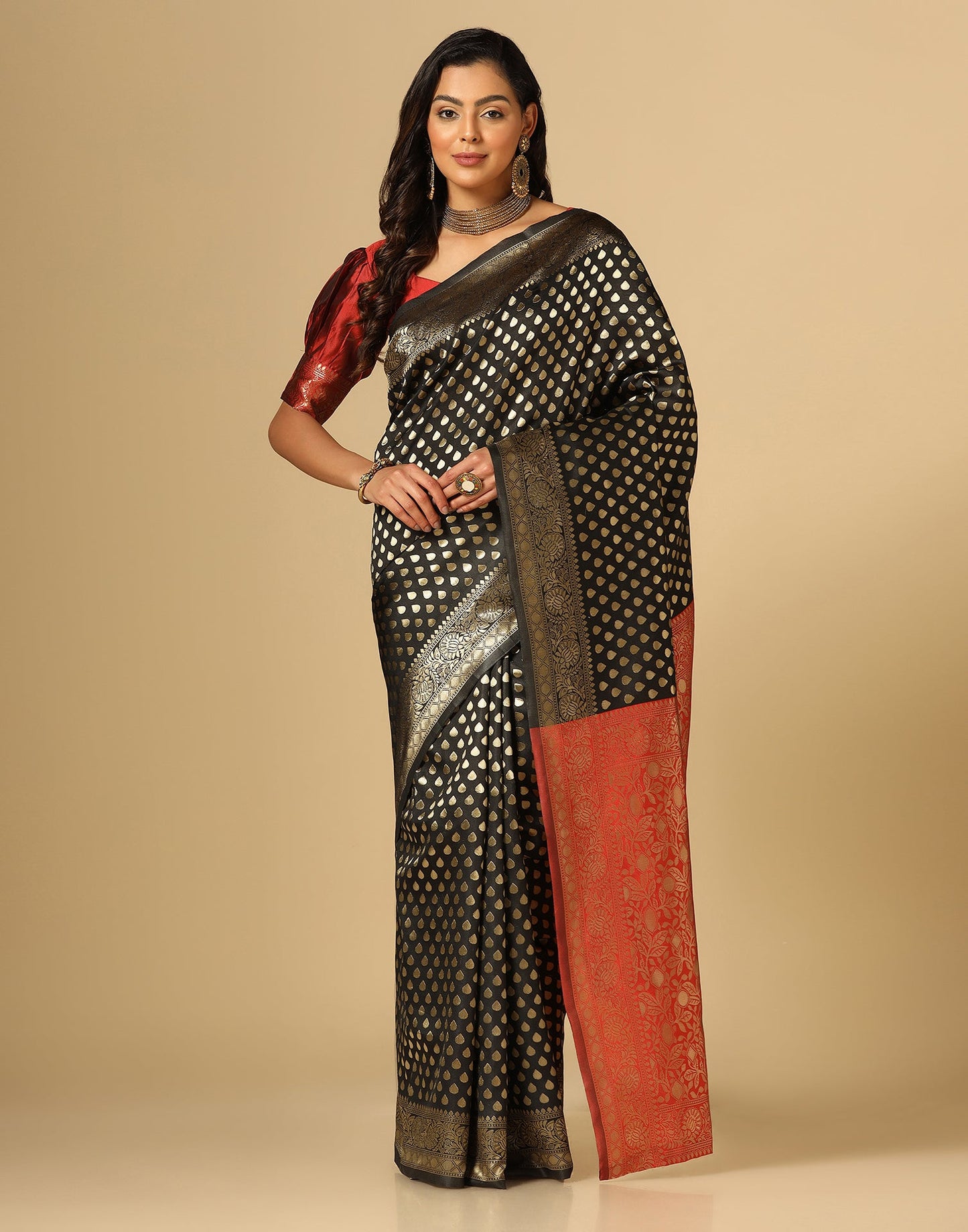 Black Silk Weaving Saree