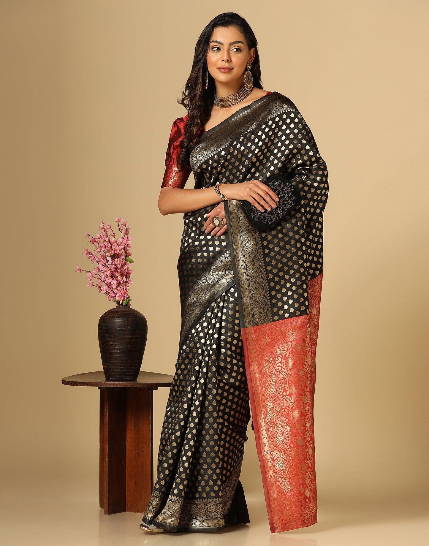 Black Silk Weaving Saree