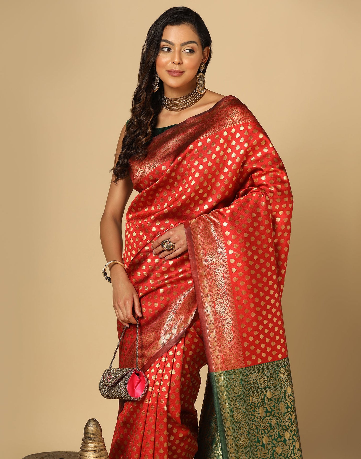 Red Silk Weaving Saree
