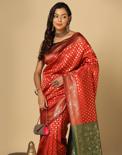 Red Silk Weaving Saree