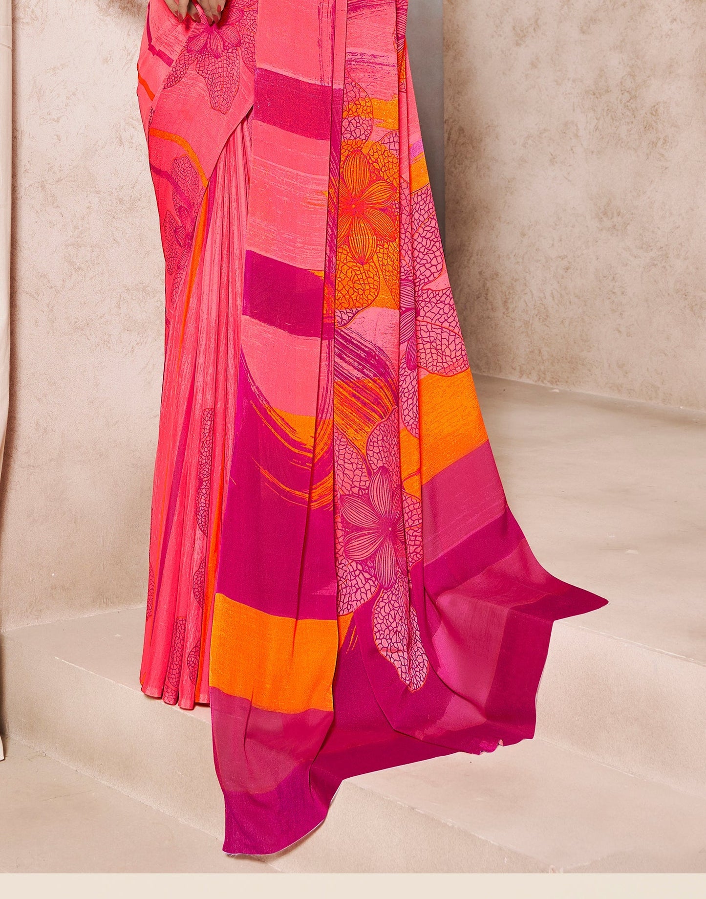 Light Pink Georgette Printed Saree | Sudathi