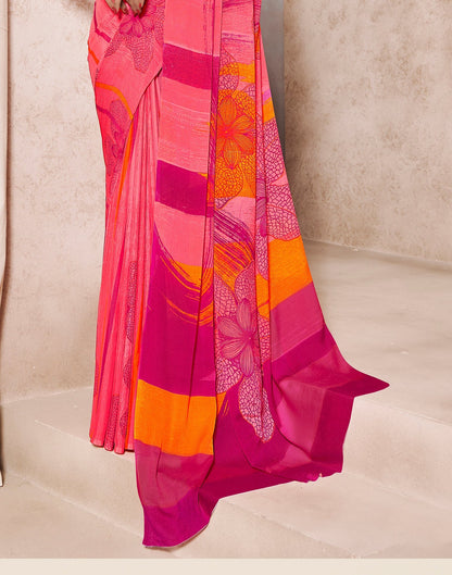 Light Pink Georgette Printed Saree | Sudathi