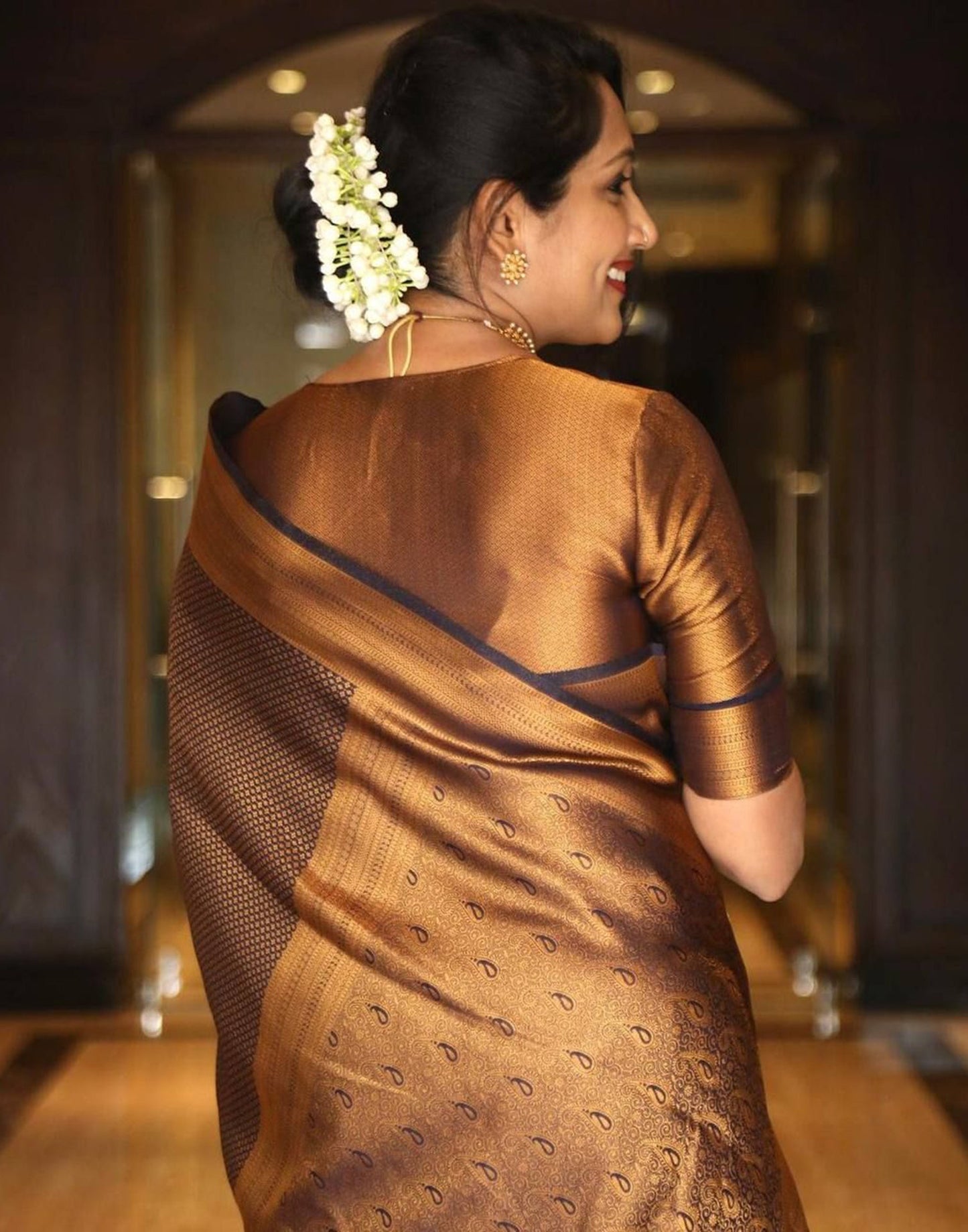 Coffee Banarasi Silk Saree | Sudathi