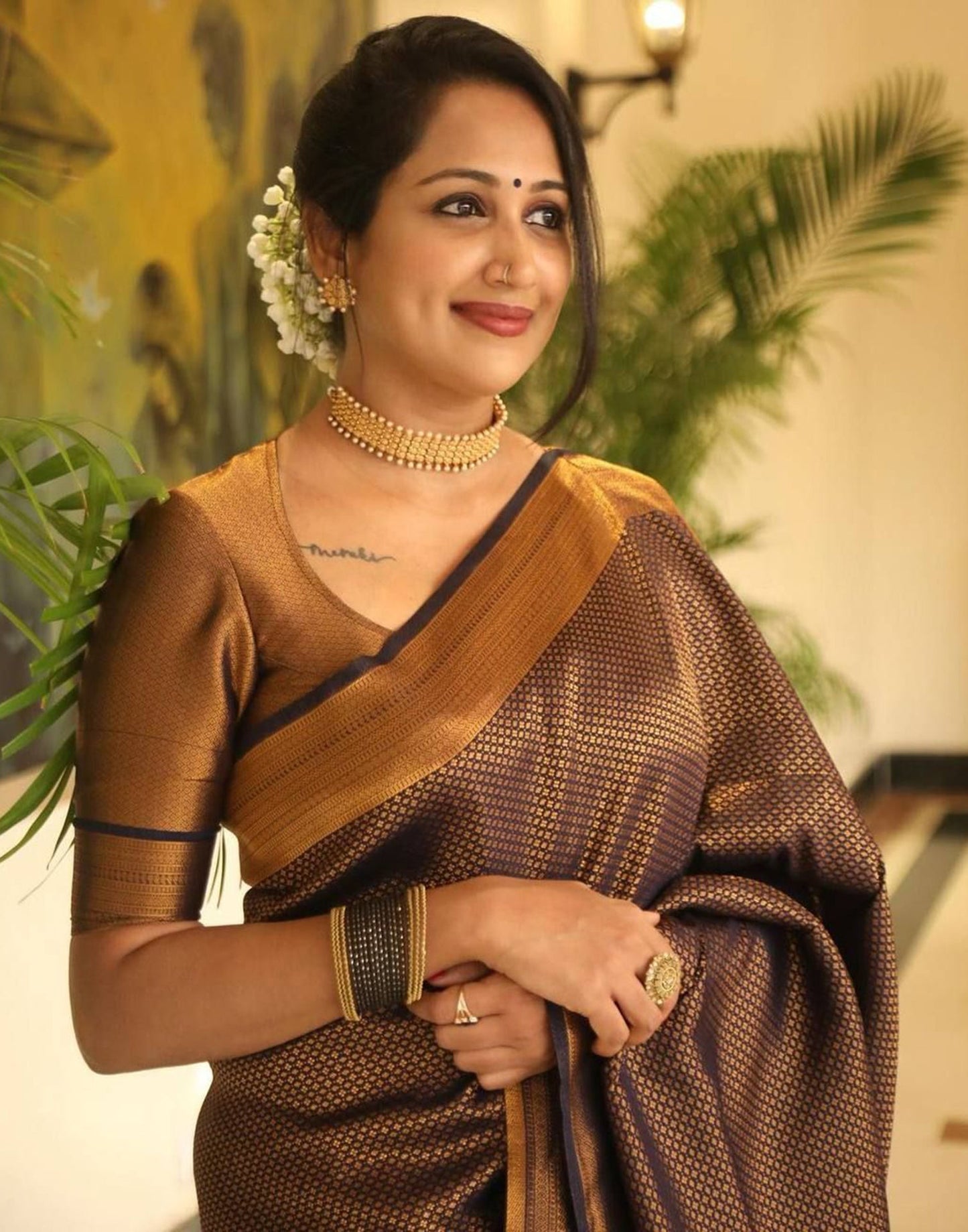 Coffee Banarasi Silk Saree | Sudathi